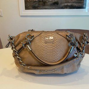 Coach Ltd Embossed Tan Python Leather Sophia Tote Bag Satchel